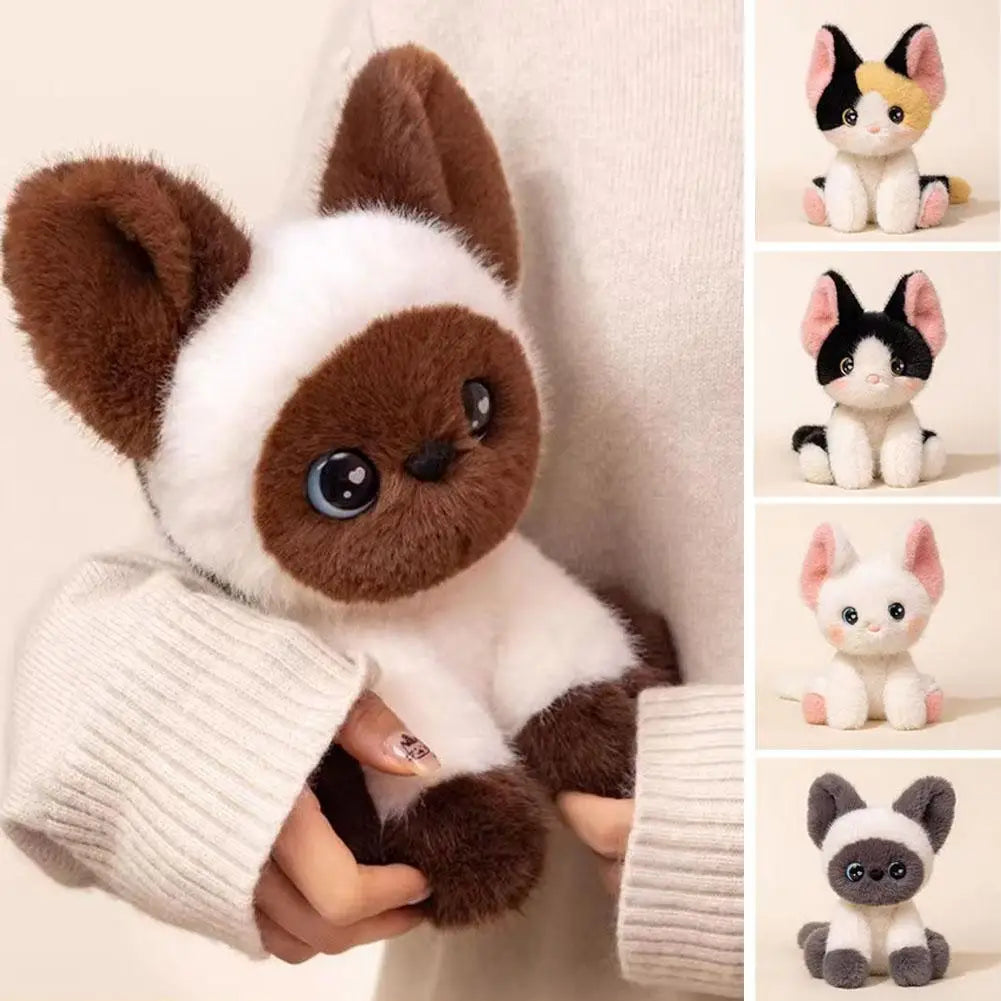 Kawaii Cat Plush Doll Devon Rex Siamese Cat Plush Toy Cute Decoration Accompany Sleep Toy Kids Birthday Gift Qme