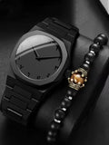Men's watch plastic watch Arabic high-end quartz watch set Qme Rose