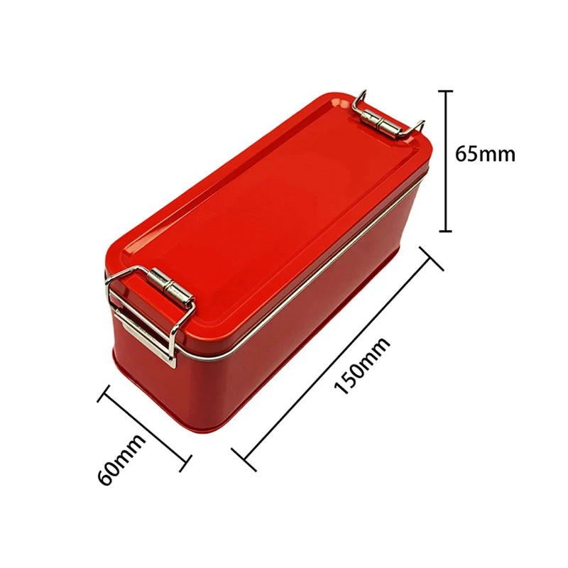 Rectangular Tinplate Cookie Tins Box Lid Dustproof Home Kitchen Qme S Red