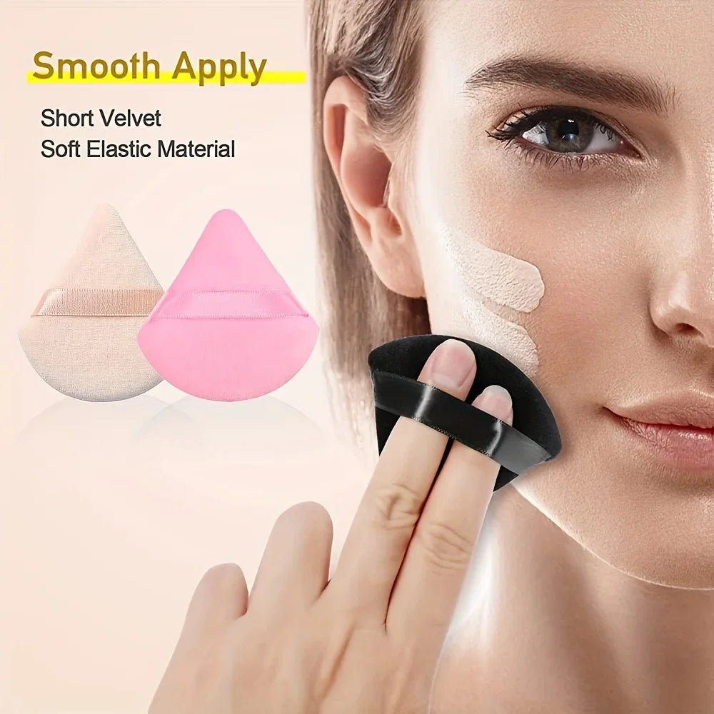 Triangular Makeup Sponge, Setting Powder Puff, Fan-Shaped Powder Puff, Finger Pad Powder Puff, Reusable Soft Plush Powder Puff Qme
