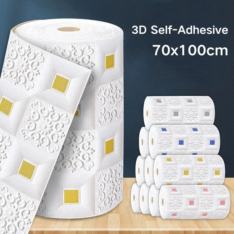 70 3D Foam Wallpaper Wall Sticker Retro Brick Self Adhesive Panel Qme