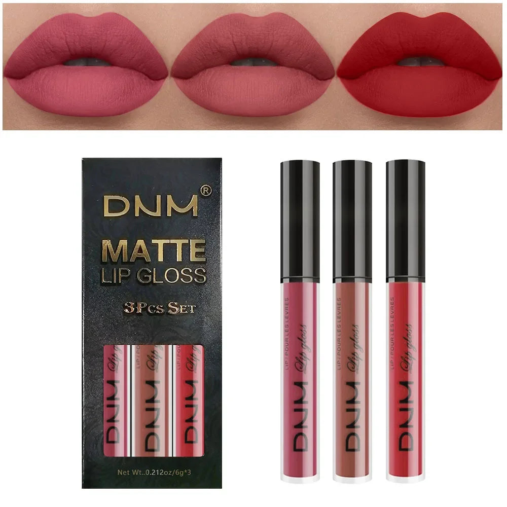 3pcs/set Liquid Lipsticks Waterproof Long Lasting Cosmetic Red Blue Purple Matte Lip Gloss Nude Lip Tint Stain Makeup Qme 10