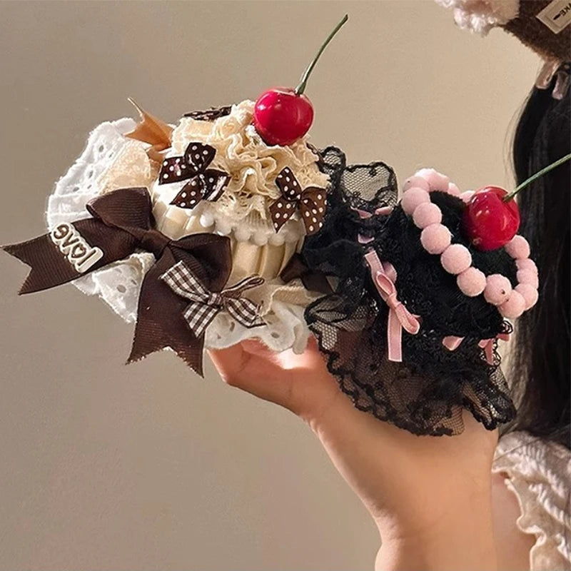 Lolita Lace Cake Hair Clip Cute Children Hairpins Headdress Qme