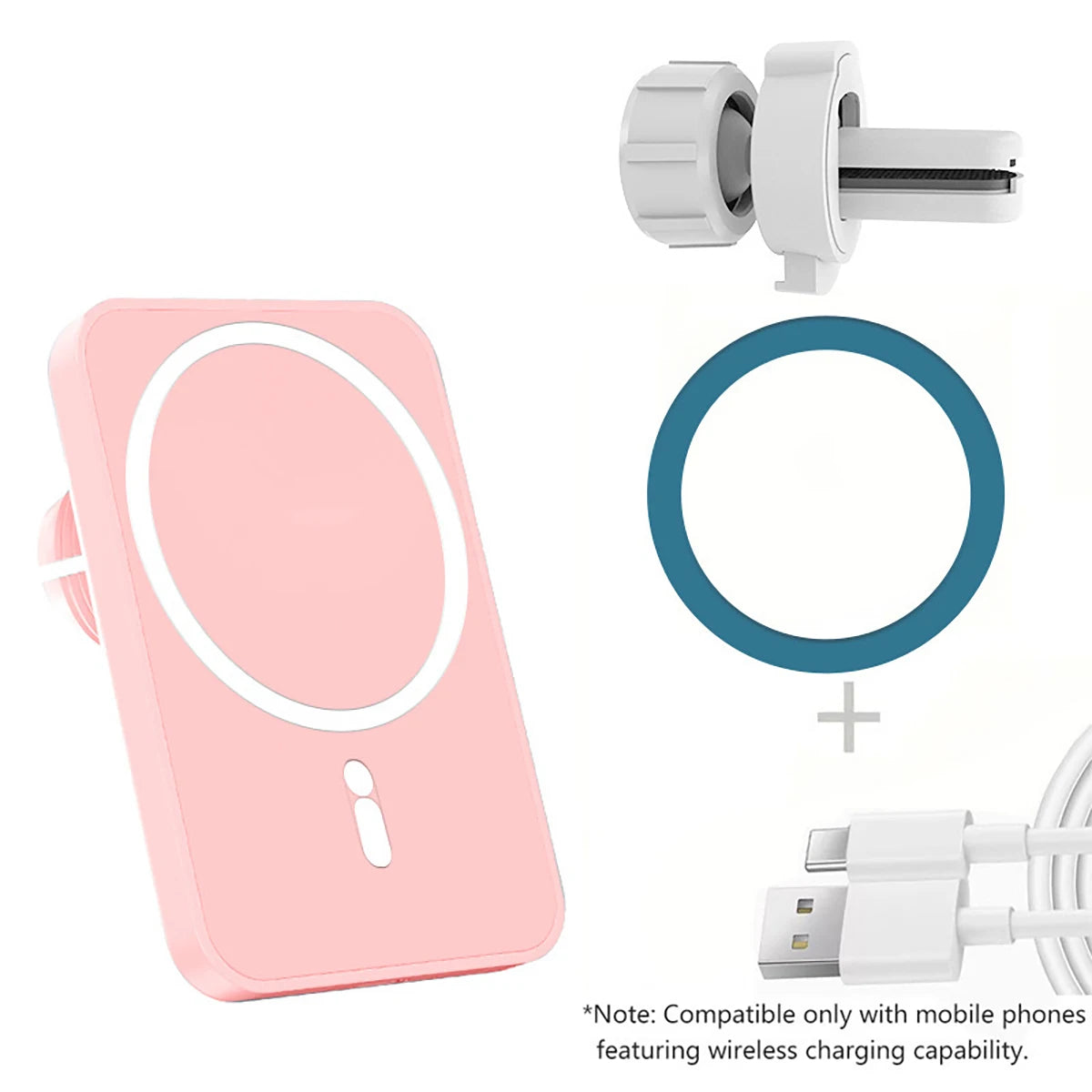 Magnetic Wireless Car Charger Phone Holder 17 16 15 14 13 12 Max Fast Qme pink