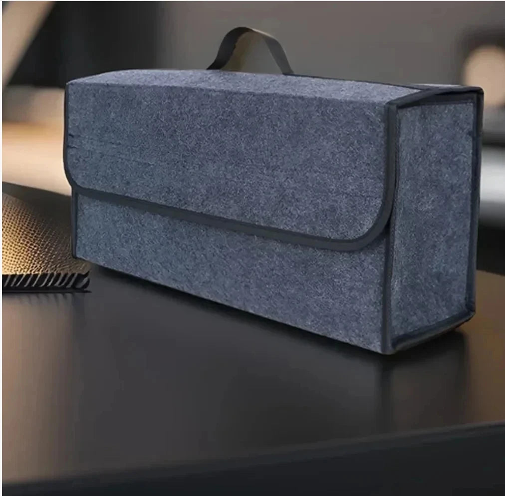 Car Trunk Soft Felt Storage Box - Large Capacity Anti-Slip Compartment Organizer Auto Boot Tidy Storage Accessories Qme