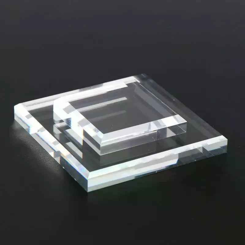 Transparent Square Crystal Glass Base Non Slip Bottom Stand for Jewelry Ring Necklace Display Craft Decor Qme