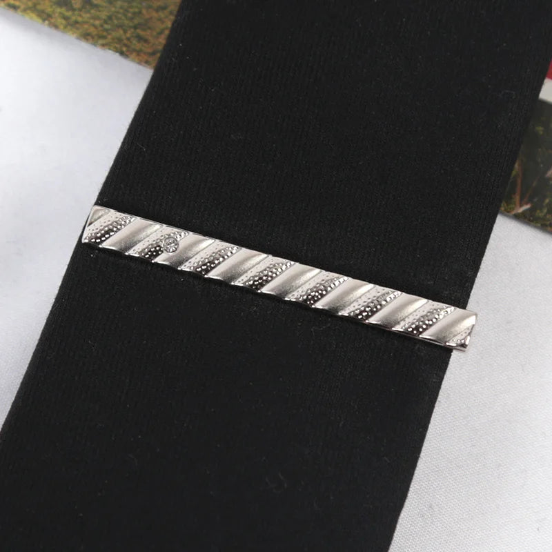 Tie Clips Men Necktie Accessories Fashion Metal Silver Tone Simple Qme A-11