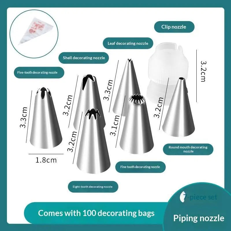 Stainless Steel Piping Nozzles Multiple Tip Shapes Rust Proof Design Qme Set A