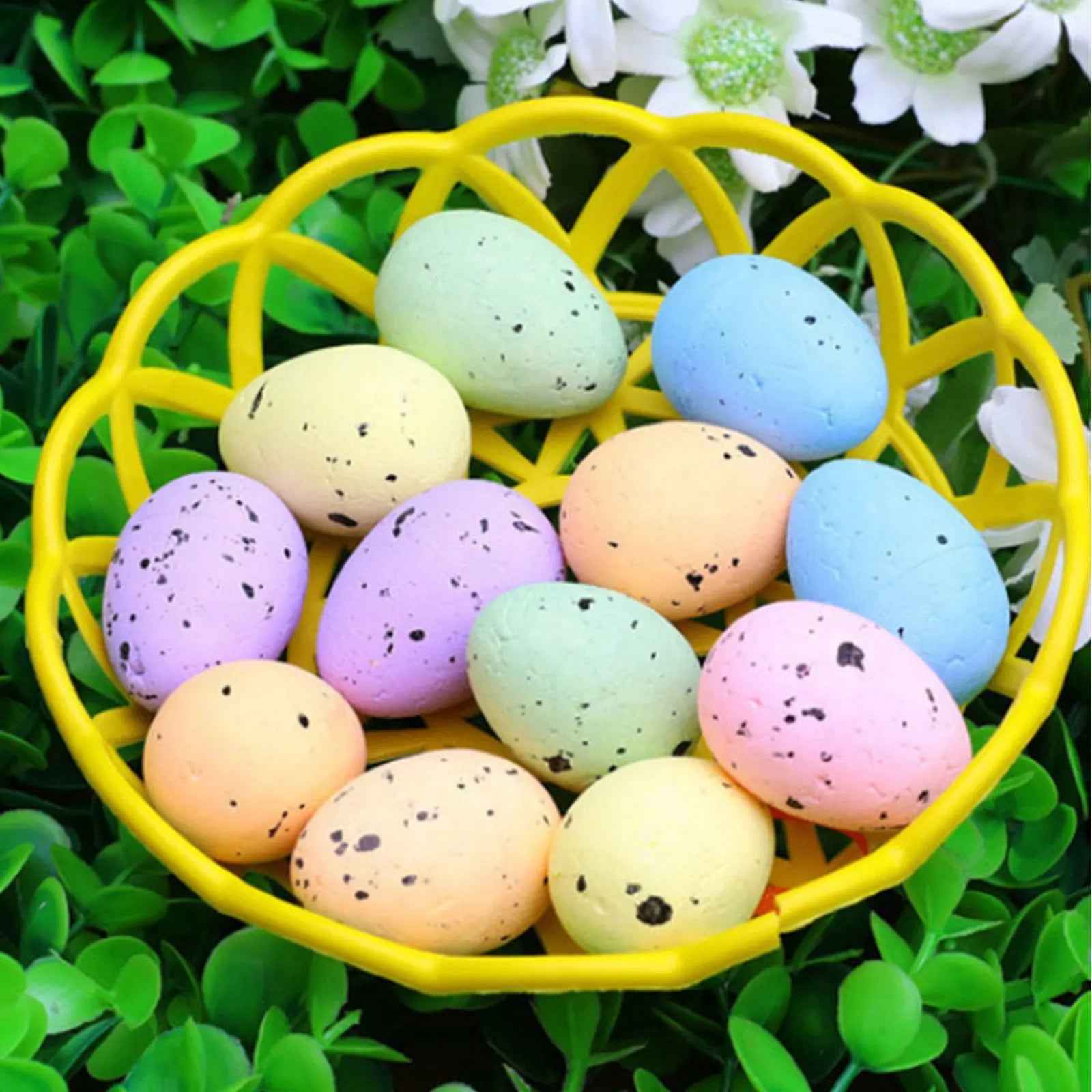 100PCS Colorful Foam Eggs Easter Egg Ornaments Crafts Birds Eggs DIY Wreath Easter Decoration Kids Diy Craft Qme