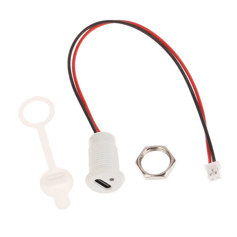 USB-C 2Pin Current Charging Socket PH2 0 Nut Snap Lock Plate USB Qme White