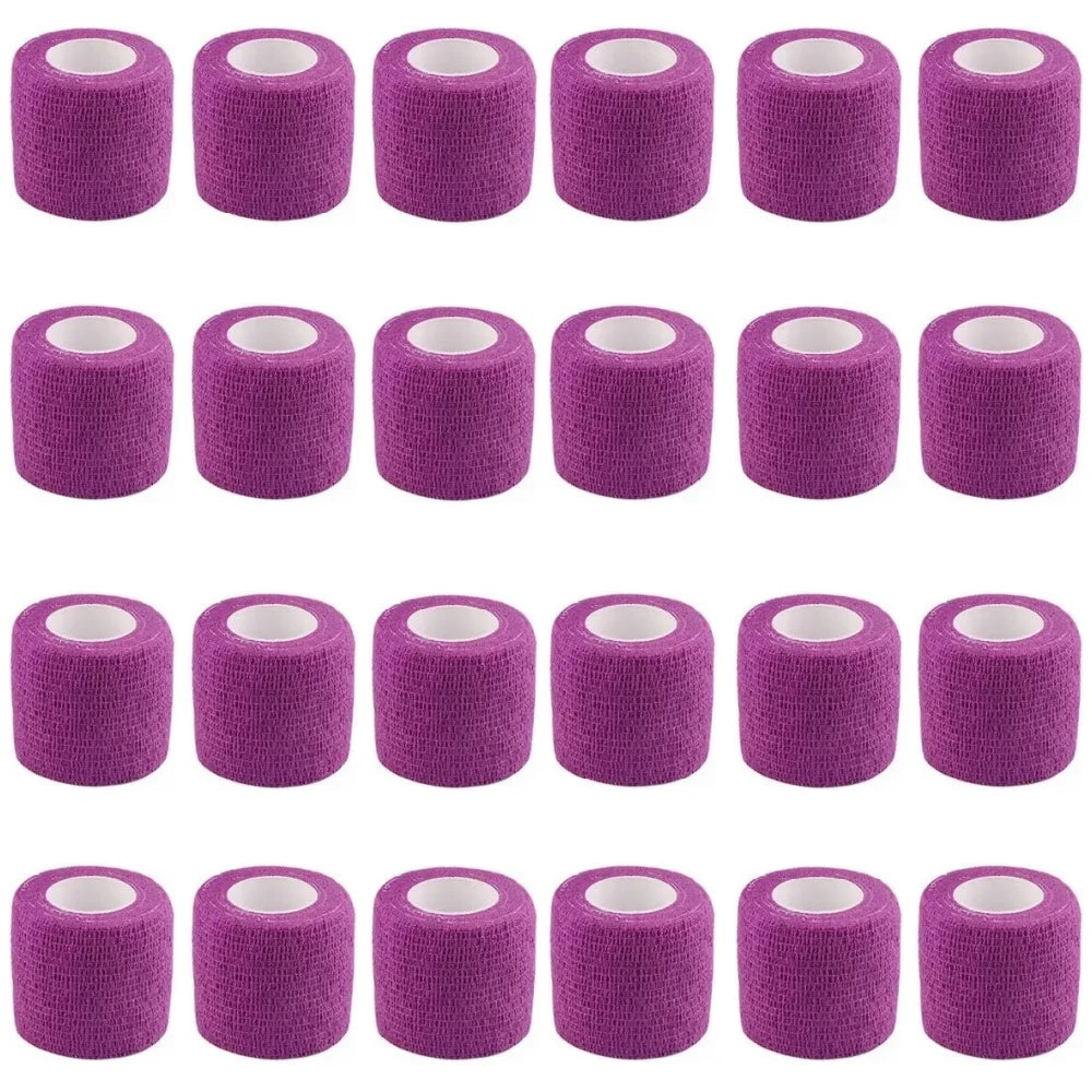 24pcs Bandage Tape Self Adhesive Elastic Bandage Wrap Elastoplast for Knee Support Pads Finger Ankle Palm Shoulder tattoo Qme Purple 24pcs 5cmx4.5m