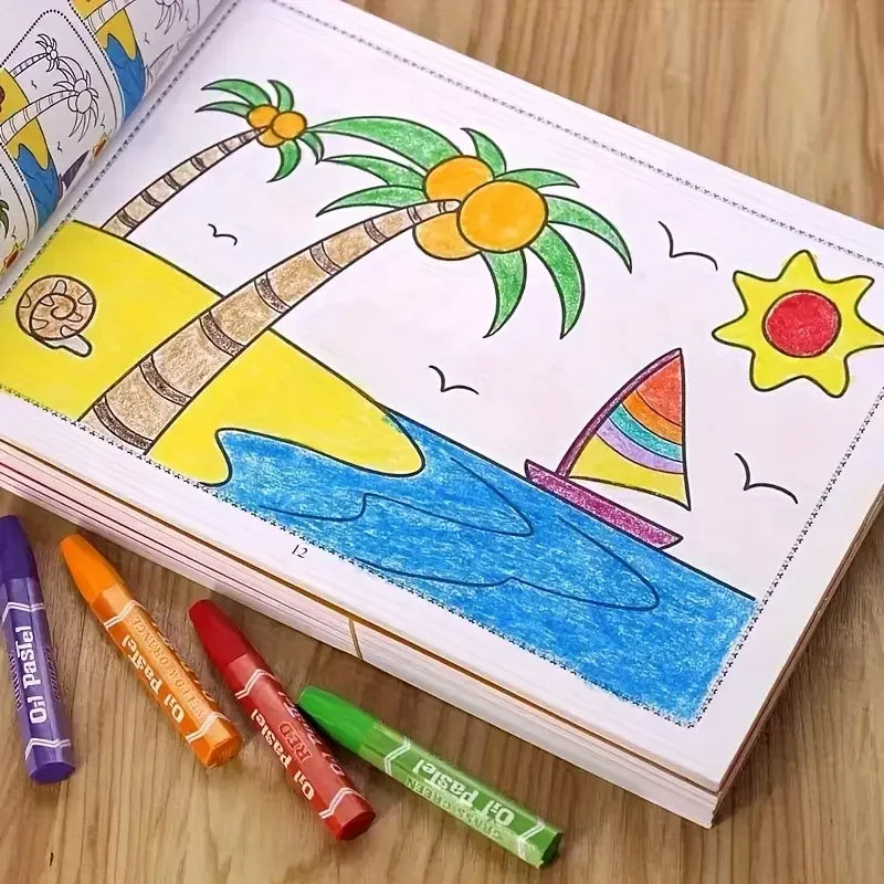 46-Page Kids Drawing & Painting Coloring Book - Educational Art Supplies for Creative Learning, Gift for Boys & Girls, Chinese V Qme