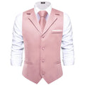 Lapel Vest with Tie Handkerchief Cufflinks Apricot Sleeveless Daily Formal Waistcoat Lilac Pink Beige Salmon Wedding Business Qme MJDJ3400 XXL