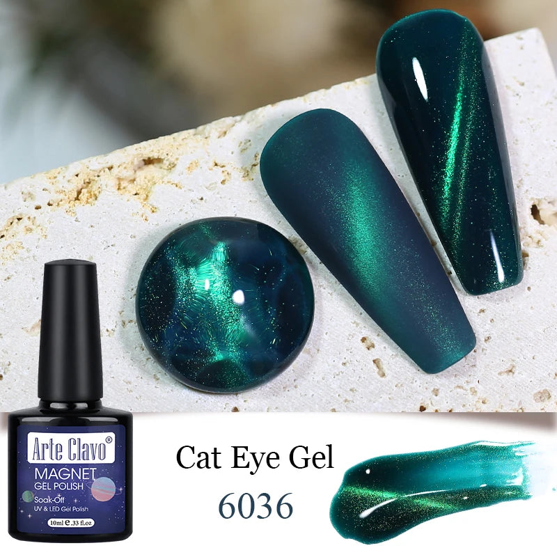 Arte Clavo Cat Eye Magnetic Gel Polish Green Red Semi Permanent Soak Qme 6036