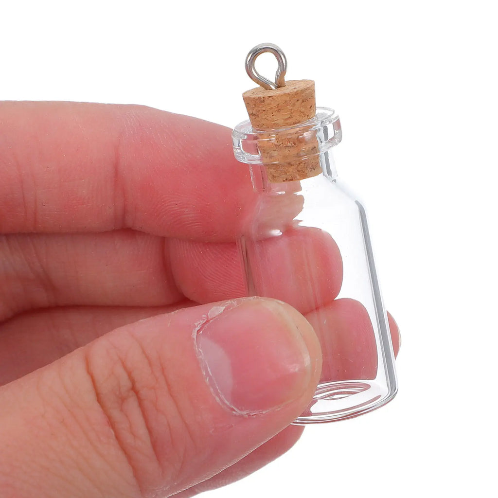 15Pcs Mini Glass Wishing Bottles Corked Small Transparent Vials for Crafting Beads Notes Decor Hanging Wind Chimes Baby Shower Qme Default Title