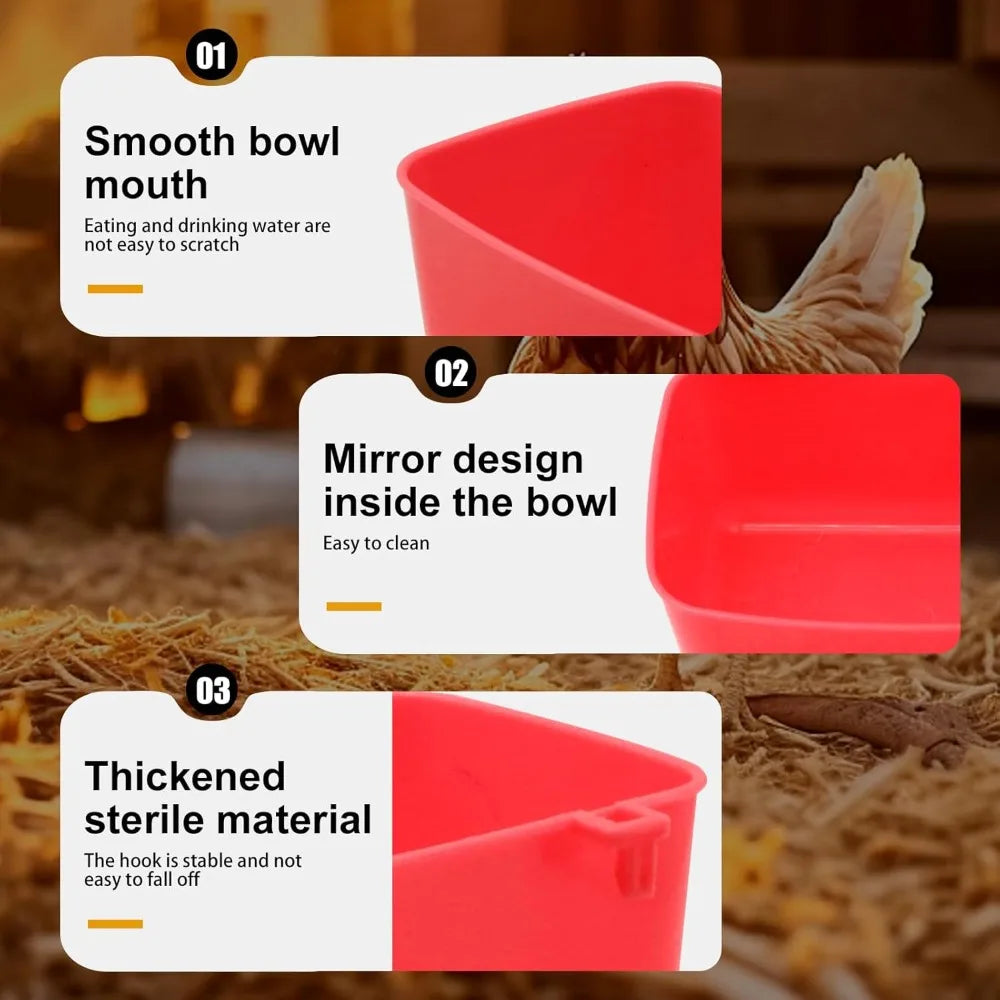 6/10PCS Chickens Feeder Hanging Plastic Chicken Coop Feeding Drinking Bowl Poultry Duck Goose Water Dispenser Chickens Supplies Qme