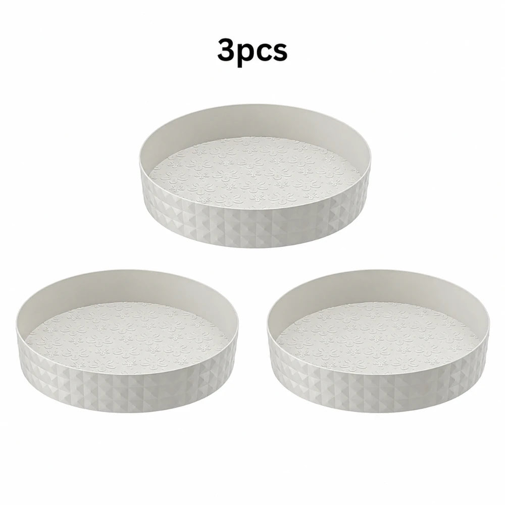1/3Pcs 360 Degree Rotatable Storage Tray Round Non-slip Spice Rack Household Organizer for Kitchen Seasoning Cosmetics Qme Cream white 3pcs