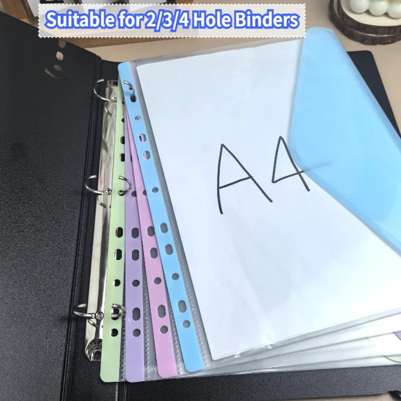 A4 Long File Bag Loose Leaf Transparent Data Book 11Hole Organizer Qme