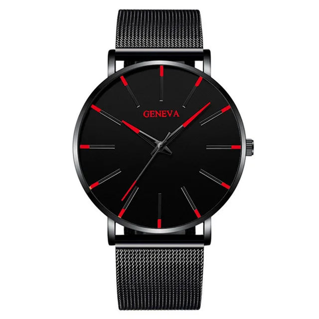 Top Brand Fashion Minimalist Ultra-thin Watch Men's Business Stainless Steel Strap Steel Mesh Quartz Watch Relogio Masculino Qme H
