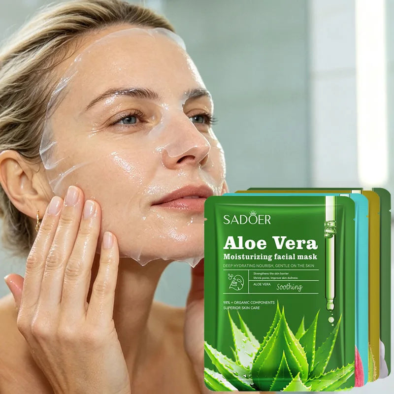 5-piece Moisturizing Facial Mask Natural Ingredients Replenish Skin Qme
