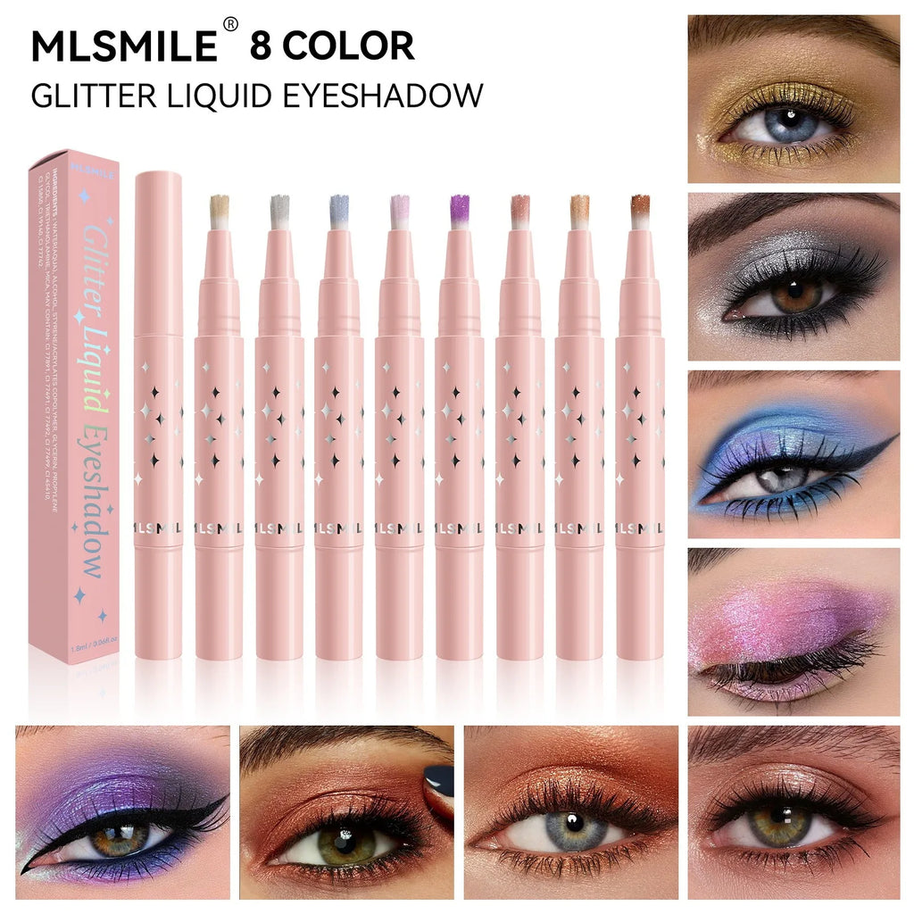 With Bristles Glitter Liquid Eyeshadow Cream Shimmer Bronzers Highlighter Makeup Gel Face Body Brighten Natural Contour Makeup Qme