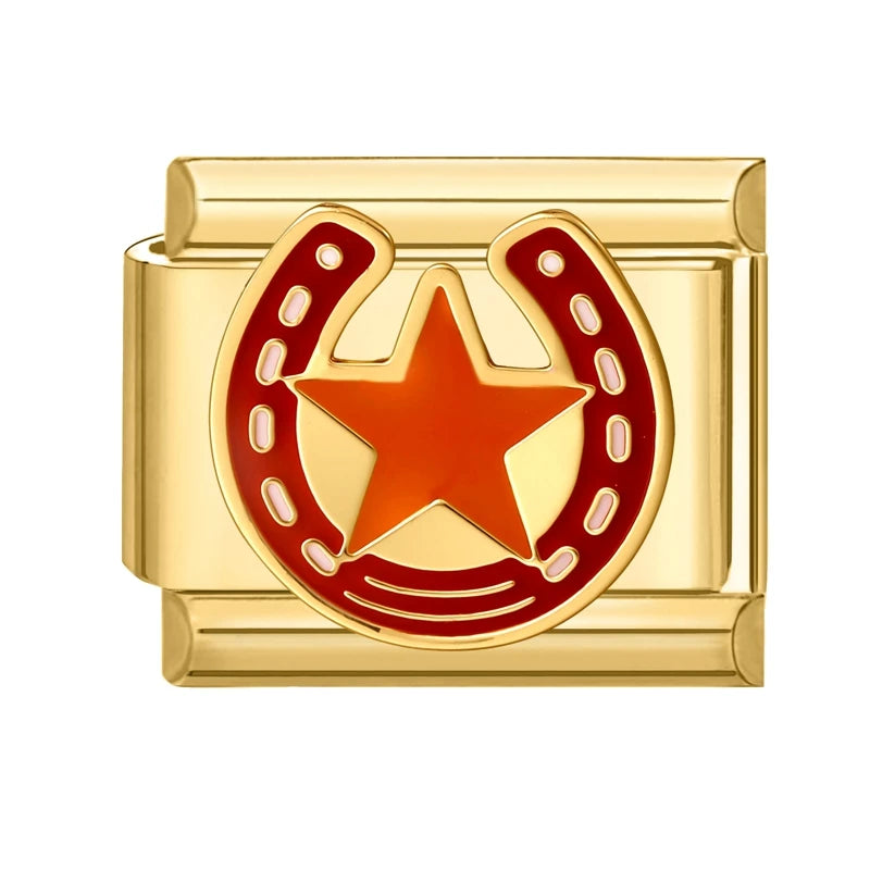 Y2K Star Poker Vintage Car Cactus Golden Italian Charm Links Stainless Steel Fit 9mm Bracelet Women Jewelry DIY Making Wholesale Qme Style 5