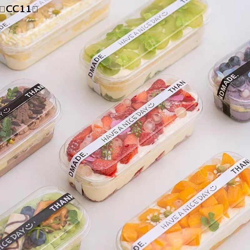 Clear Rectangle Dessert Container Cake Loaf Deli Fruit Packaging Qme