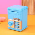 ATM Mini Cash Saving Money Box Password Children's Piggy Bank Qme Blue
