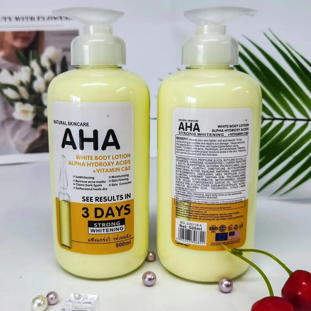 500ml Whitening Body Cream Hydroxy Acids Vitamin C&E Moisturizing Lightening Body Lotion Skin Care Remove Acne Marks Qme