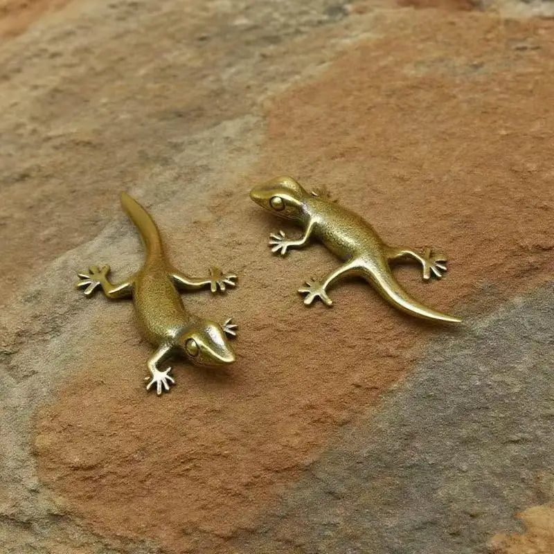 Vintage Brass Gecko Statue Home Desktop Decoration Animal Ornaments Qme