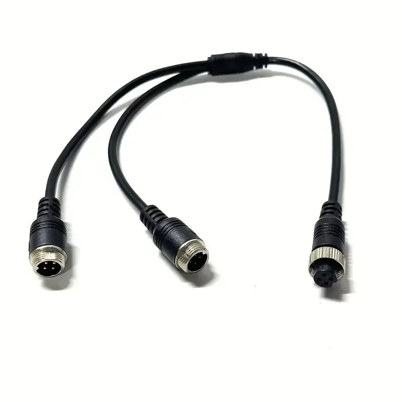 3PCS Aviation Head Cable 1 to 2 4-Core Monitoring Video Extension Cable Car AV Cable Qme