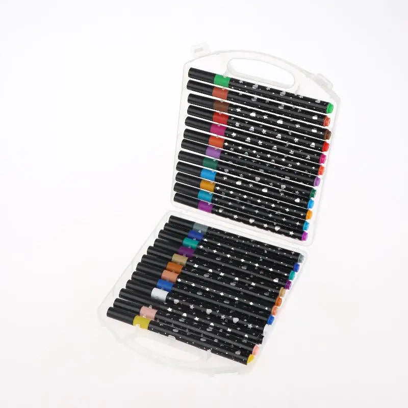 12 24 Colors Single Tip Brush Glitter Art Markers Metallic Paint Qme