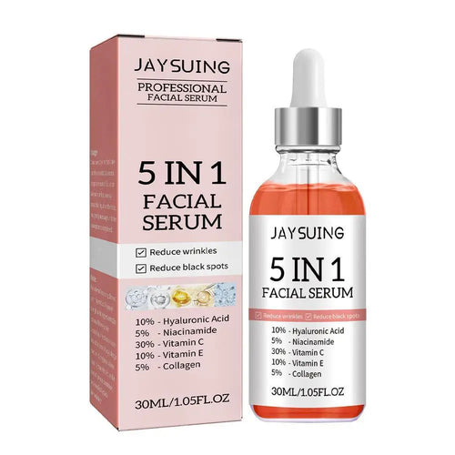 5 In 1 Face Serum Moisturizing Whitening Anti Wrinkle Aging Vitamin C Hyaluronic Acid Facial Serum Shrink Pores Skin Care 30ml Qme
