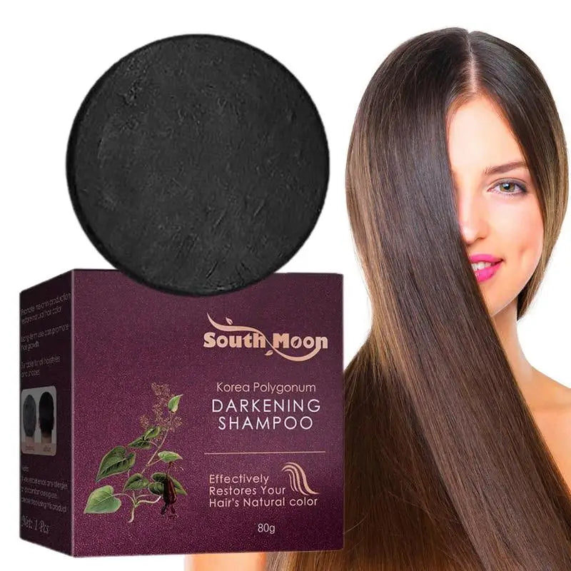 Polygonumm Multiflorum Black Hair Shampoo Soap Darkening Bar Cover Qme