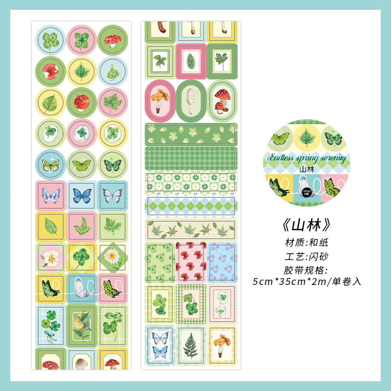 5x200cm Art Manual Account Masking Tape DIY Scrapbooking Label Material Collage PET Tapes Creative DIY Journal Stationery Qme B