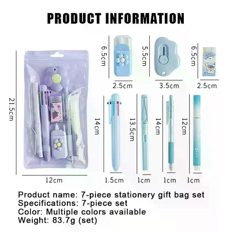 7-Pcs Stationery High-quality Student Graduation Neutral Pen Learning Qme