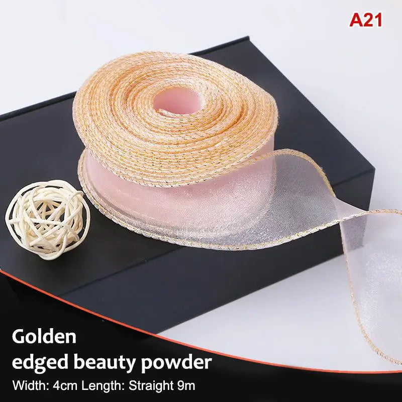 10Yards Organza Solid Ribbon Wavy Edge Flower Bouquet Gifts Packaging Qme A21