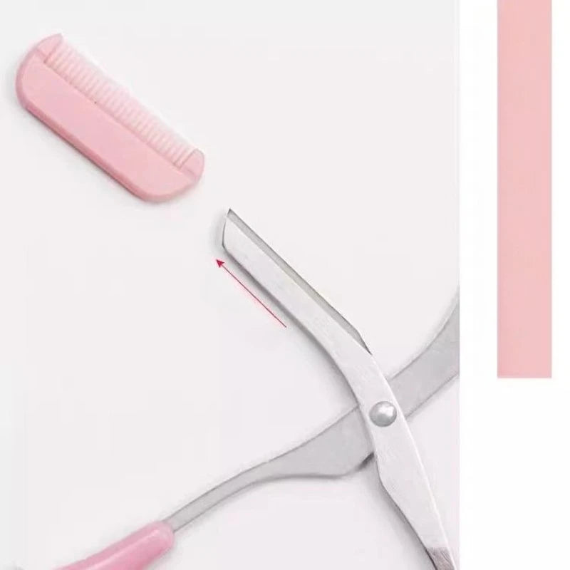 Ladies Eyebrow Trimmer Two-piece Comb Scissors Beginner Lazy Safety Qme