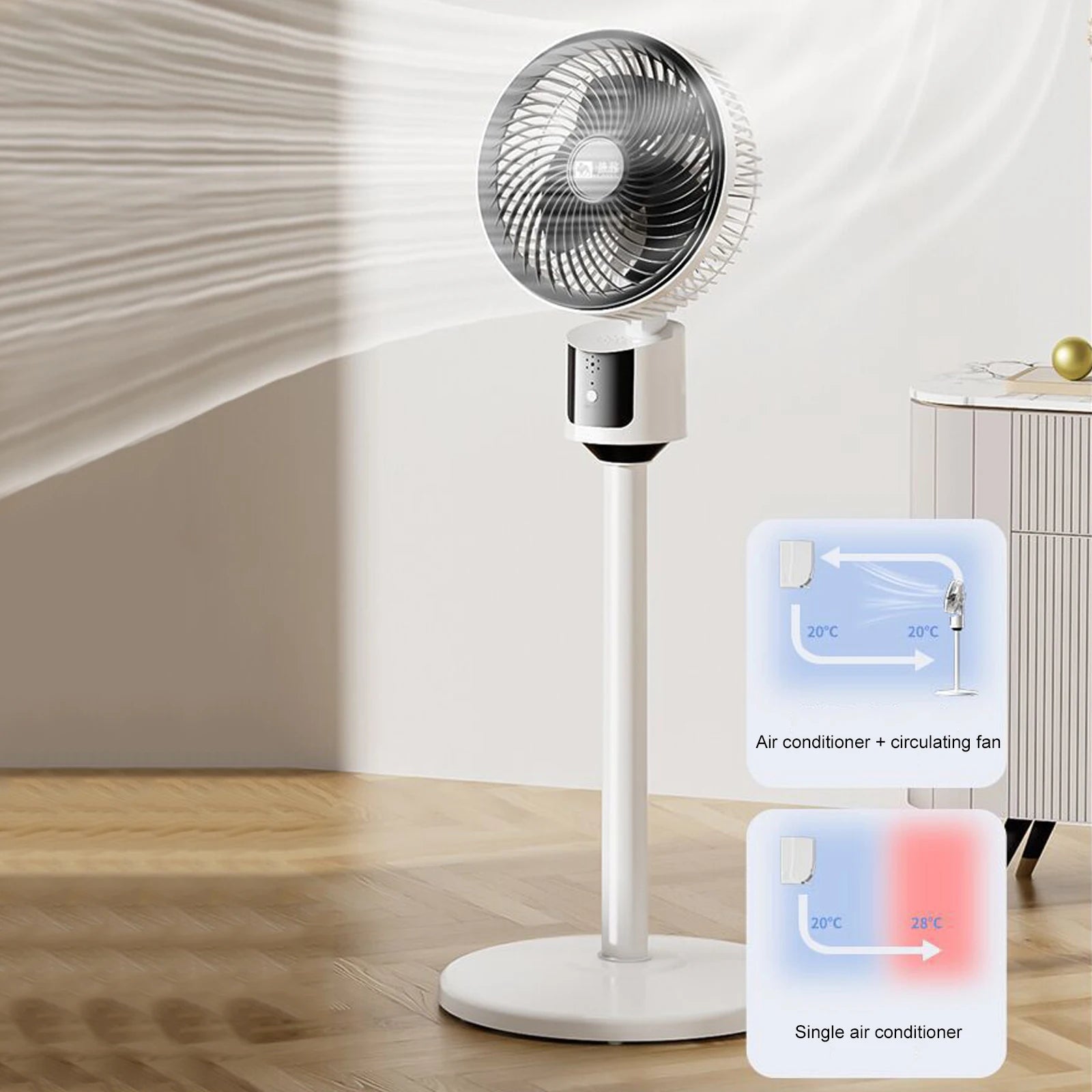 Lightweight Floor Fans Multi-Purpose Quiet Standing Fan Household Electric Cooling Fans for RV Camping Outdoor Activities Qme