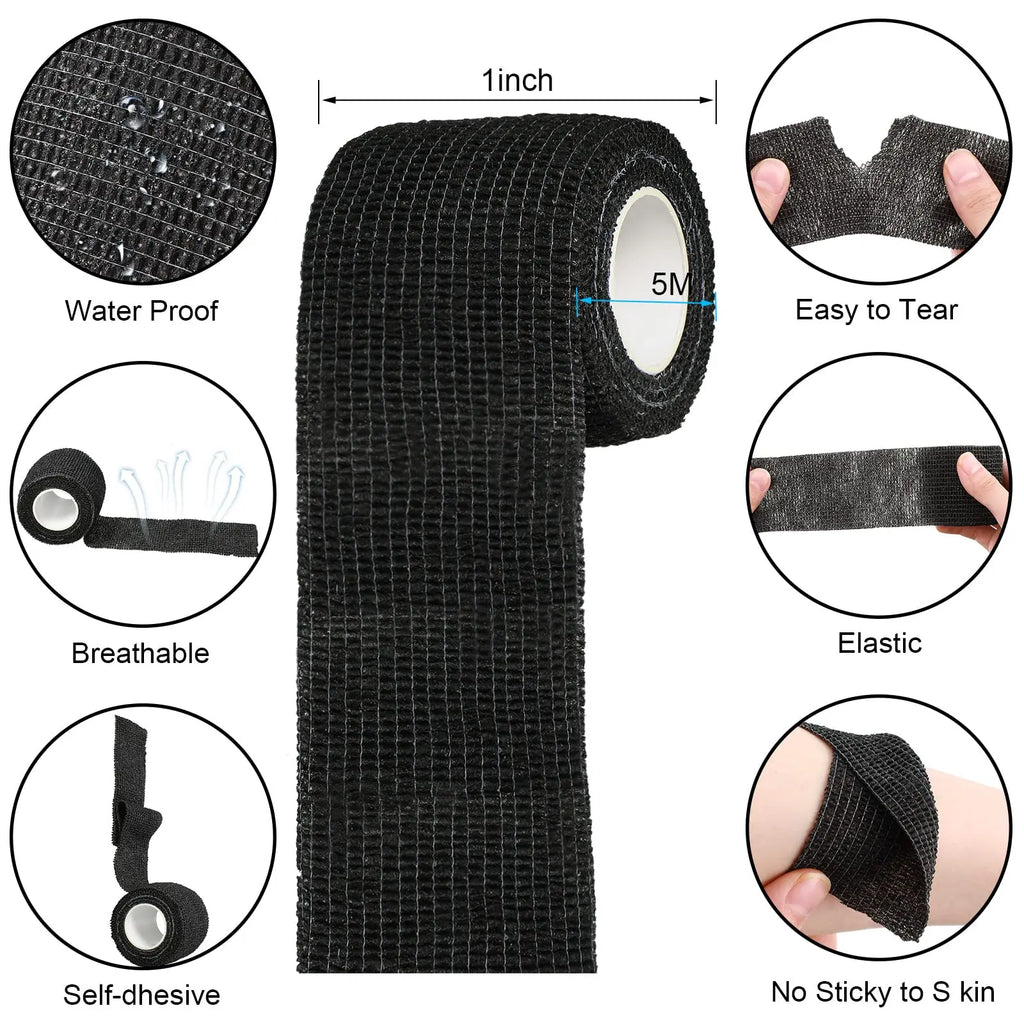 Factory Wholesale 6/12/24/48pcs Disposable Cohesive Tape Wrap Elastic Bandage Rolls For Tattoo Machine Grip Accessories Supply Qme