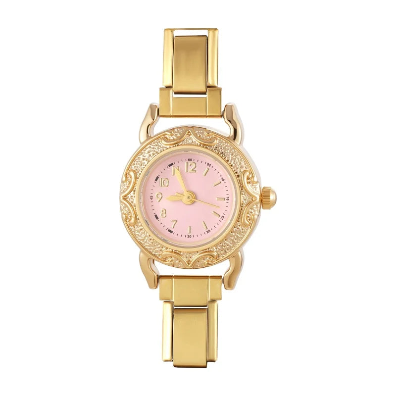 Y2K High Quality Rotating Zircon Round Shape Stainless Steel Watch Bracelet Women'S 9mm DIY Italian Charm Bangle Jewelry Gifts Qme S 15