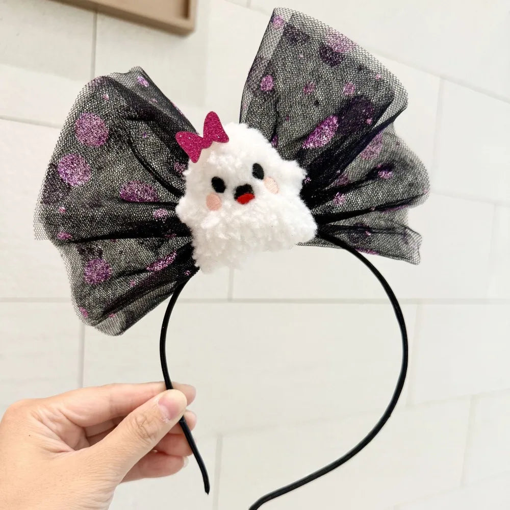Pumpkin Halloween Flower Headband Spider Ghost Halloween Party Hair Hoop Bowknot Witch Ghost Festival Headpiece Qme StyleF