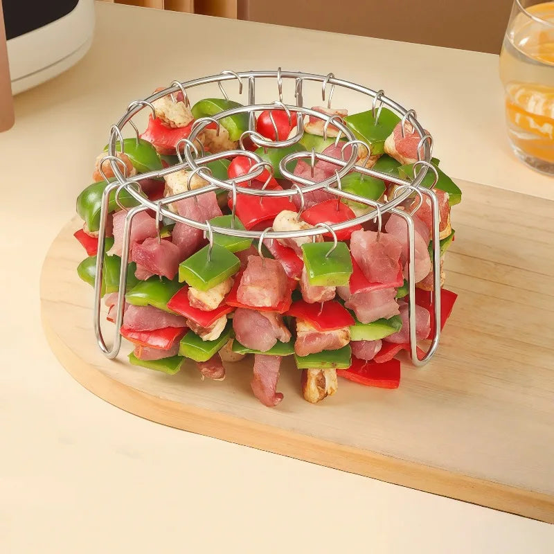 Stainless Steel Vertical Grill Rack Detachable String Grill Vertical Barbecue Skewer Bracket 12/24/36/48 Skewer Holder Qme