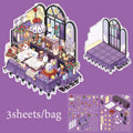 Sticker Pack 3 Sheets/Bag Corner Desk Storage Landscaping Stickers Handbook Stationery DIY Scrapbook Phone Case Diary Decorate Qme 1