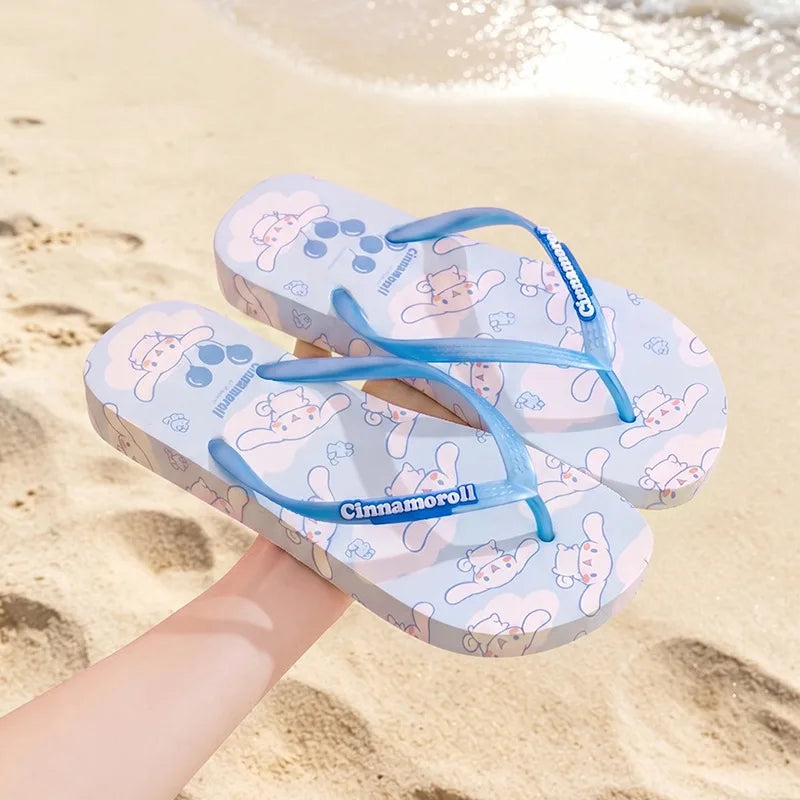 Hello Kitty Kuromi Cartoon Flip-Flops Cute, Non-Slip, Soft-Soled Slippers Outdoor Beach Flip-Flops Qme 5 255mm