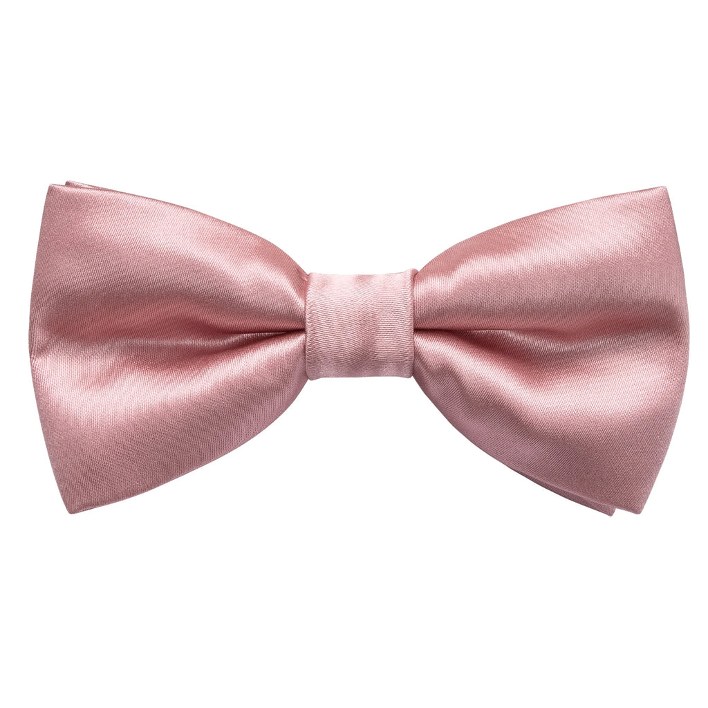 Hi-tie Dusty Pink Silk Mens Solid Sage Green Pre-tied Bow Tie Hanky Qme