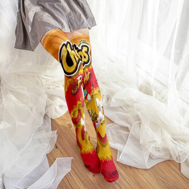 Fun Snacks Food Women's Stockings Skateboard Teen Harajuku Fashion Qme
