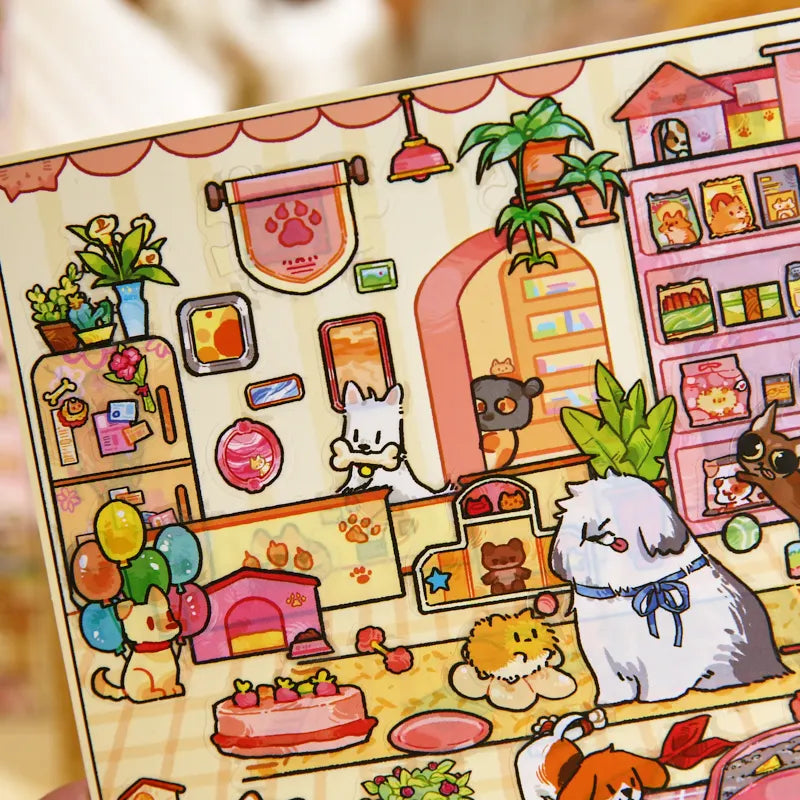 Cute Pets Theme 3D Landscape Stickers for Stress Relief DIY Craft Scrapbook Guitar Phone Case Notebook Decoration Qme