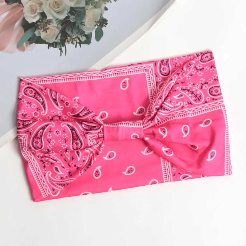Bohemian Wide Headbands Trendy Yoga Motion Hairpie Sweat-absorbing Qme Rose Red