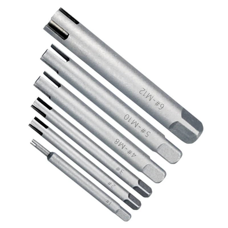 A02F-M4-M12 Broken Screw Tap Extractor Screw Stripping And Removal Hand Tool 6 Pieces Broken Head Extractor Hand Tool Qme
